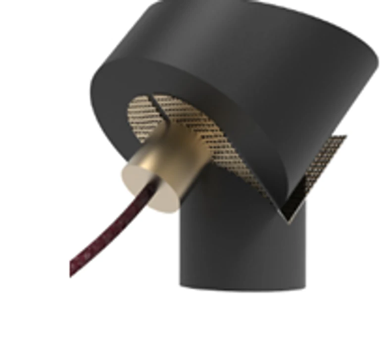 Lampe Noir Minéral : abat-jour en Wasterial® - Coquilles d'huîtres, pièce d'assemblage en laiton.