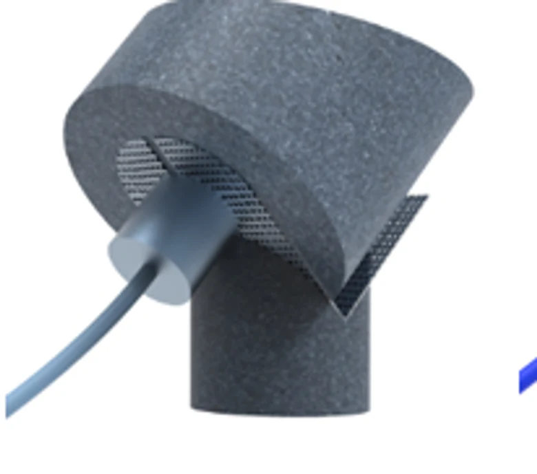 Lampe Noir Minéral en Wasterial® - Billes de verre avec pièce d'assemblage en acier anodisé.